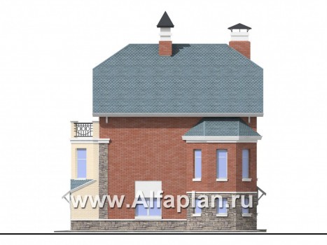 Проекты домов Альфаплан - «Корвет» - трехэтажный коттедж с гаражом - превью фасада №2