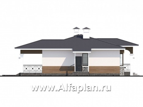 «Новый свет» - проект одноэтажного дома из газобетона, с эркером, для небольшой семьи - превью фасада дома