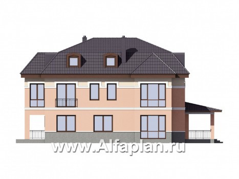 Проекты домов Альфаплан - Двухэтажный коттедж с эксплуатируемой мансардой - превью фасада №2