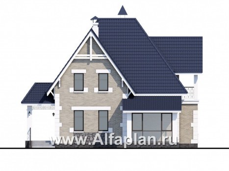 «Золушка» - проект дома с мансардой, с террасой, в стиле Петровское барокко - превью фасада дома