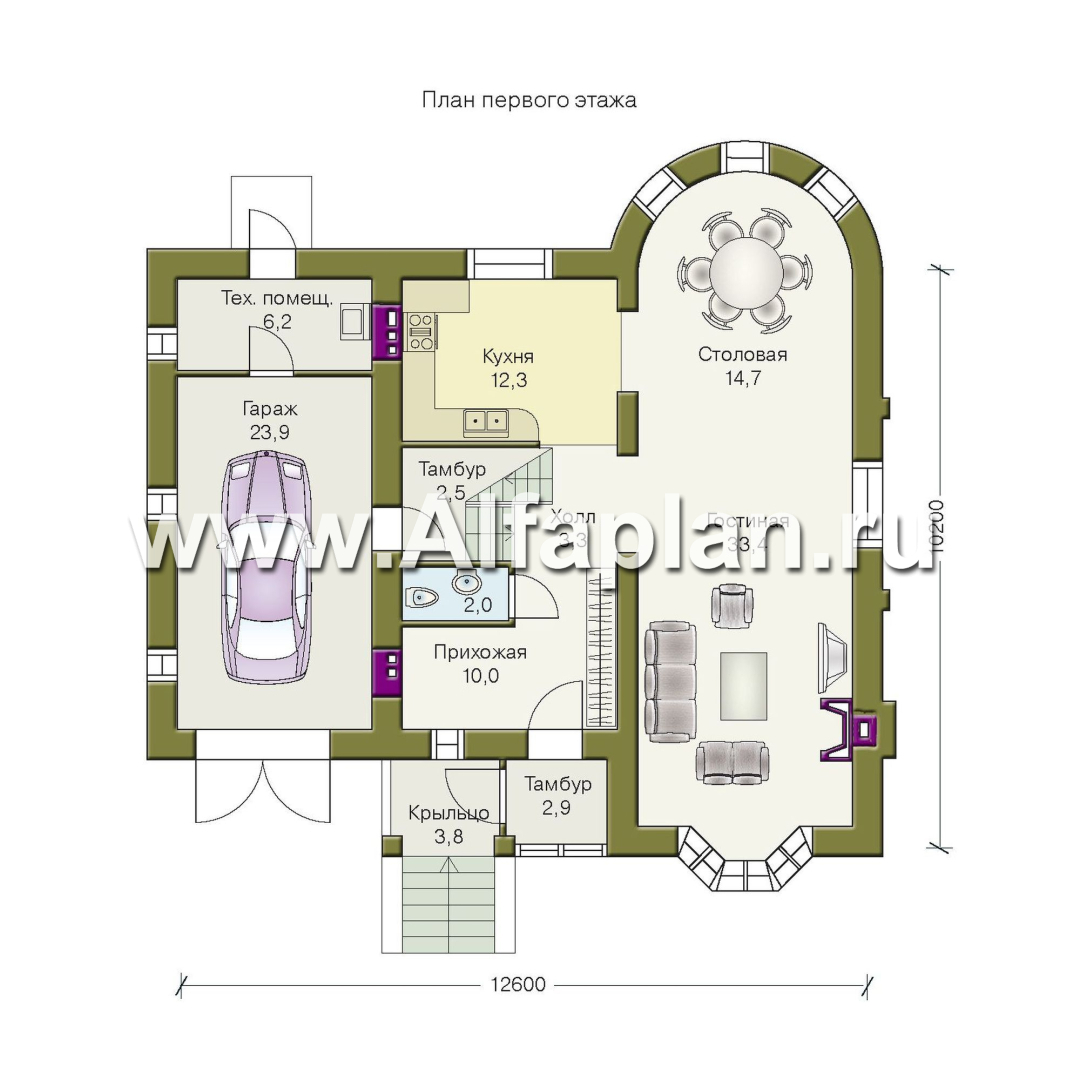 Проекты домов Альфаплан - «Ретростилиса Плюс» - удобный дом с цокольным этажом - план проекта №2