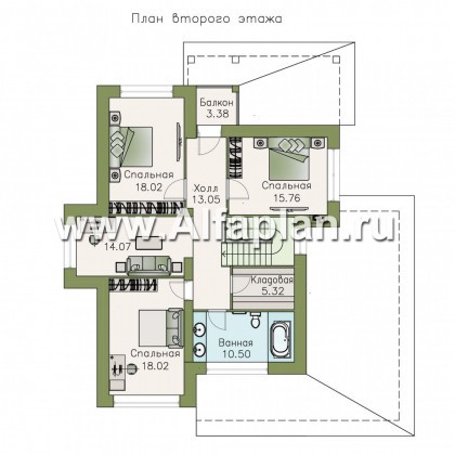 «Эридан» - красивый проект двухэтажного дома из кирпича, с террасой и сгаражом, в современном стиле - превью план дома