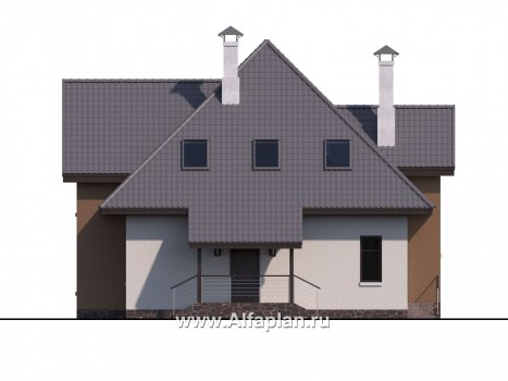 «Гемма»  - проект дома с мансардой, из газобетона, с сауной и с террасой, современный стиль - превью фасада дома