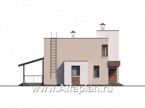 Проекты домов Альфаплан - «Рациональ» - компактный коттедж с плоской кровлей - превью фасада №2