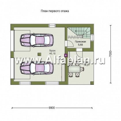 Проекты домов Альфаплан - Гараж со студией в мансарде - превью плана проекта №1