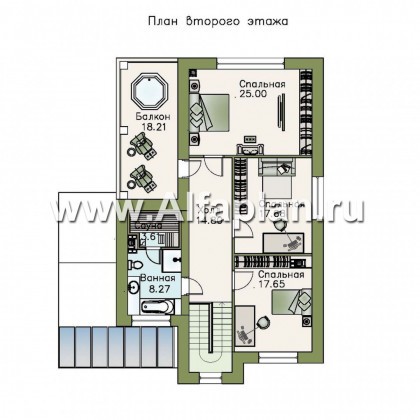 «Флагман» - проект двухэтажного дома, планировка с кабинетом на 1 эт, с террасой, в скандинаввском стиле - превью план дома