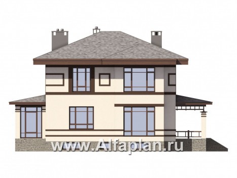 Проекты домов Альфаплан - Двухэтажный особняк с цокольным этажом - превью фасада №2