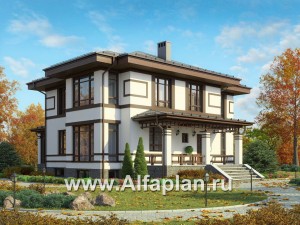Проекты домов Альфаплан - Двухэтажный особняк с цокольным этажом - превью основного изображения