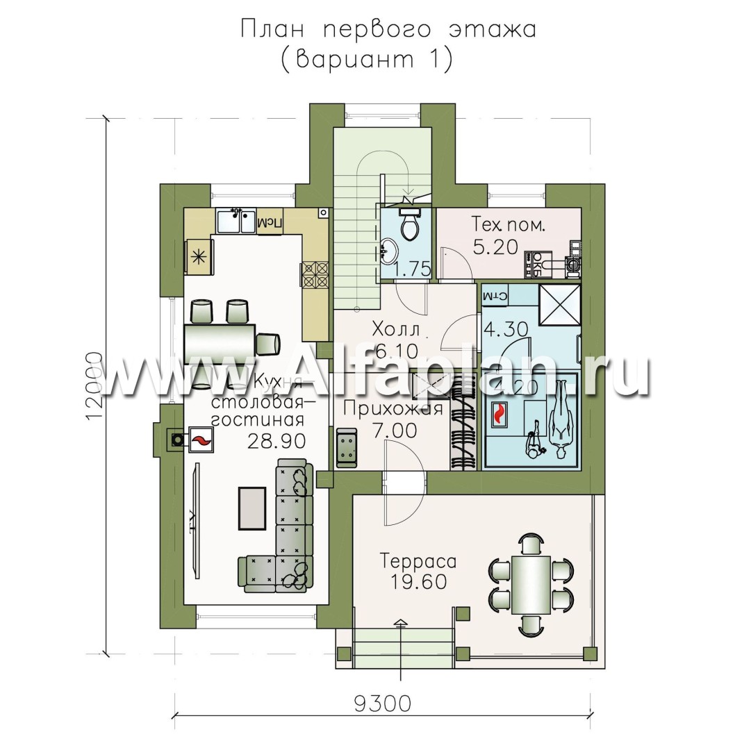 Изображение плана проекта «Траектория» - проект двухэтажного дома, современный стиль, с сауной и с террасой №1