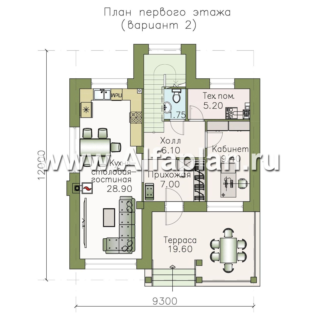 Изображение плана проекта «Траектория» - проект двухэтажного дома, современный стиль, с сауной и с террасой №2