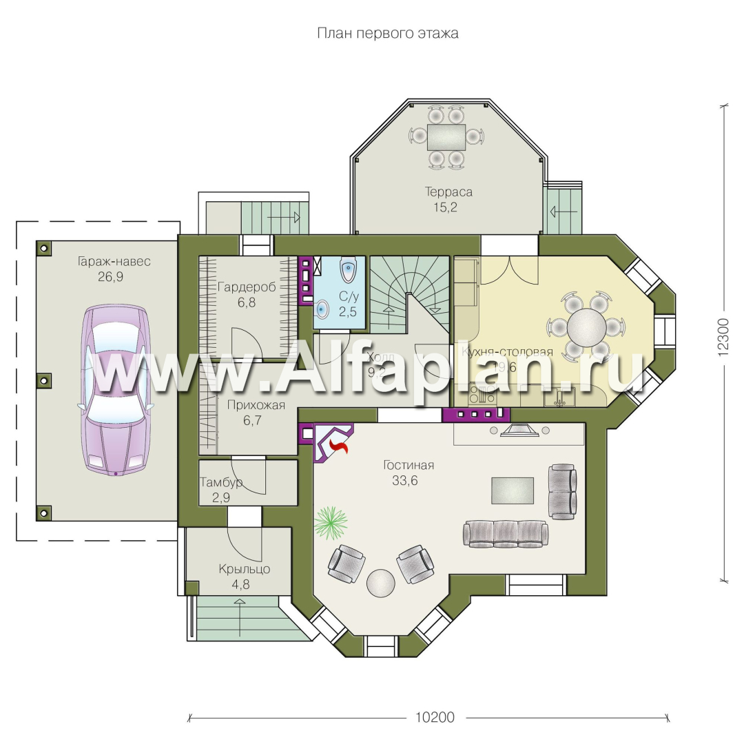 Изображение плана проекта «Классика плюс» - проект двухэтажного дома с эркером, с сауной и спортзалом в цокольном этаже №1
