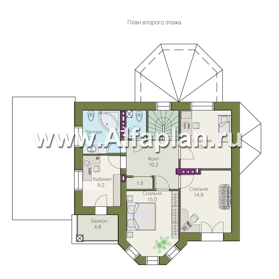 Изображение плана проекта «Классика плюс» - проект двухэтажного дома с эркером, с сауной и спортзалом в цокольном этаже №2