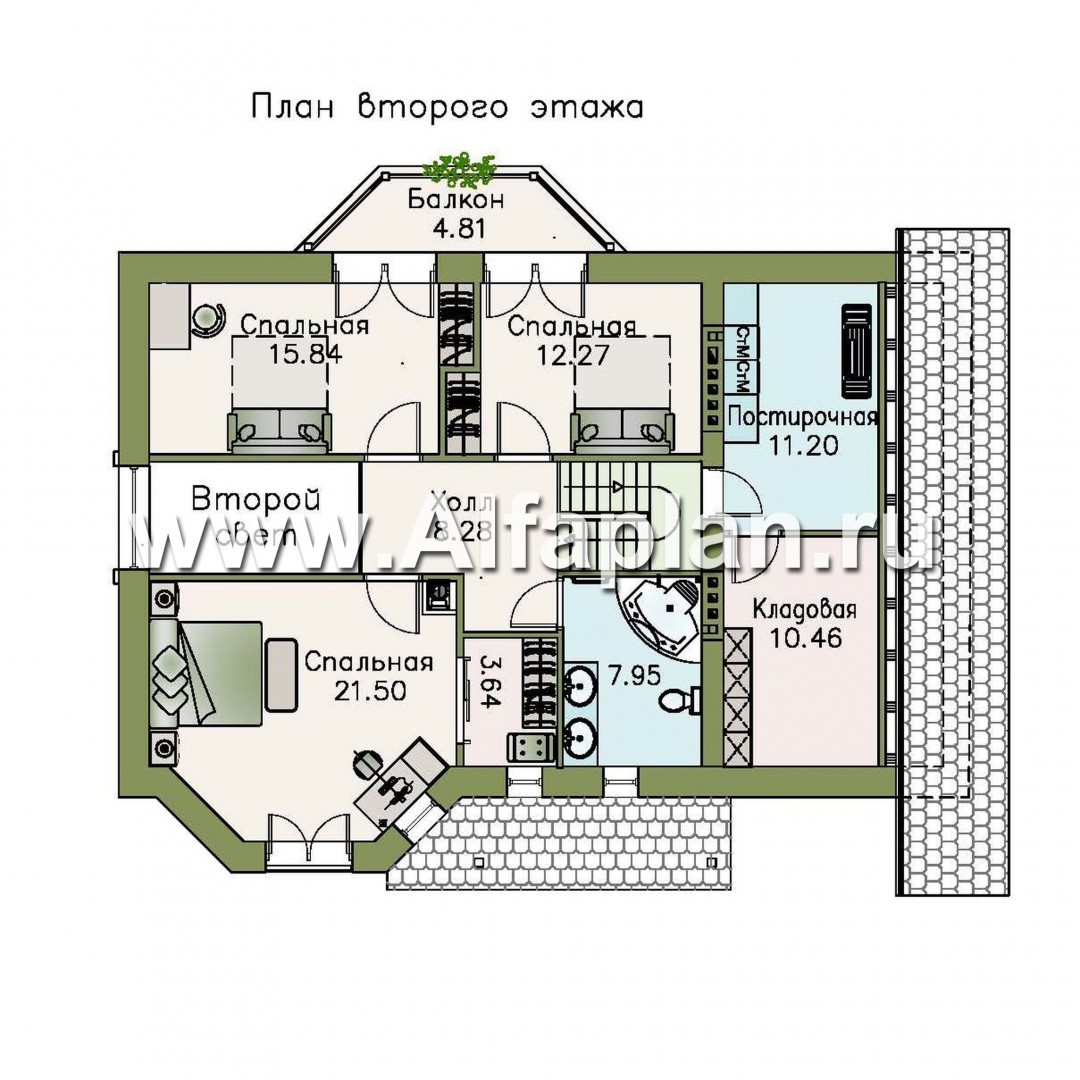 Проекты домов Альфаплан - «Регенсбург Плюс»- вариант коттеджа 22А с цокольным этажом - план проекта №3