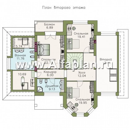 «Последний герой» -проект двухэтажного дома в английском стиле, планировка с эркером и с двусветной гостиной - превью план дома