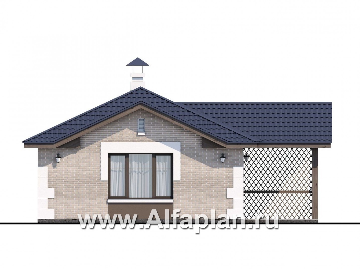 Проекты домов Альфаплан - Комфортабельная баня  с верандой - изображение фасада №1