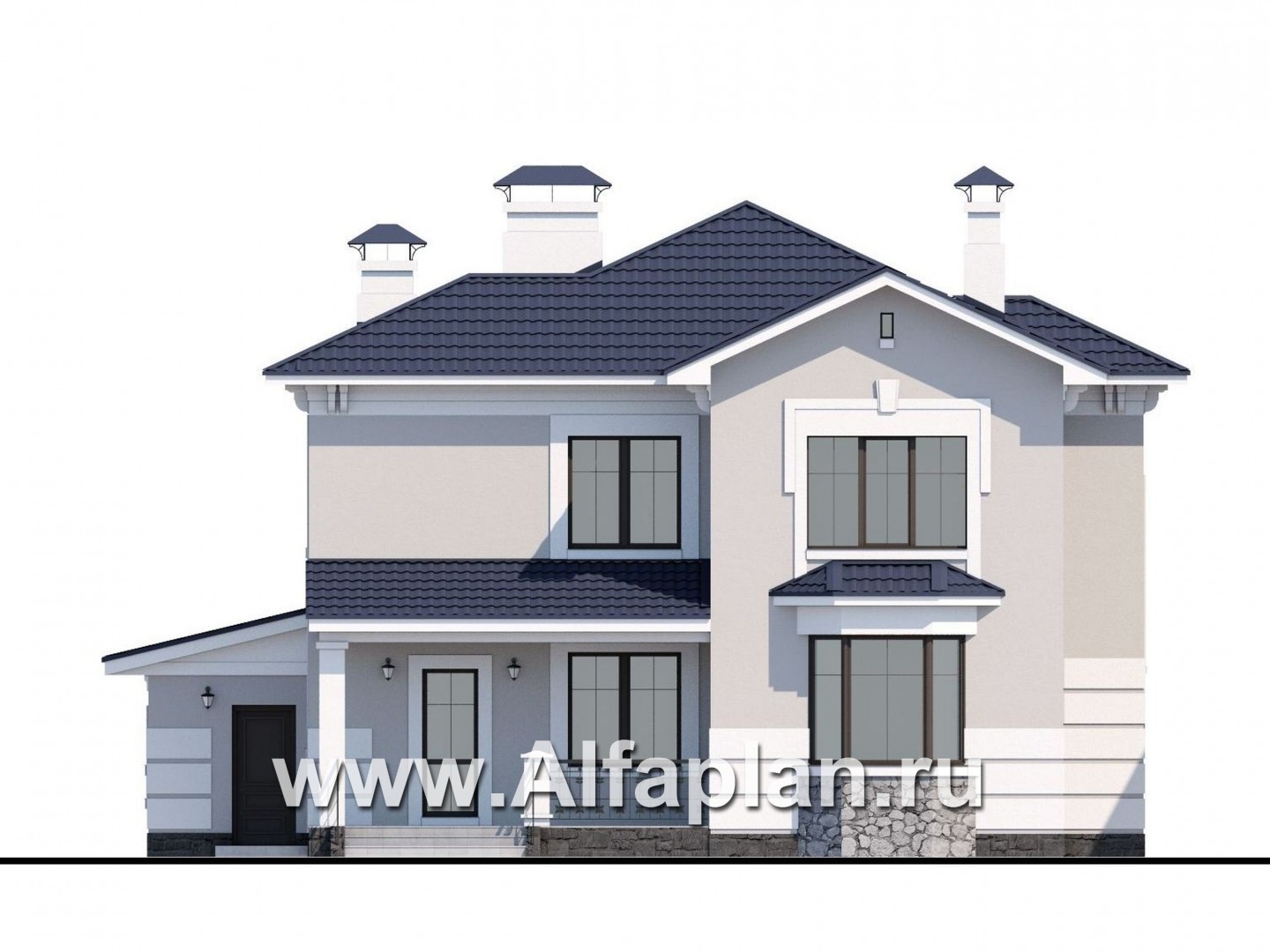 Проекты домов Альфаплан - «Белоостров» - коттедж с удобной планировкой и теплым гаражом - изображение фасада №4